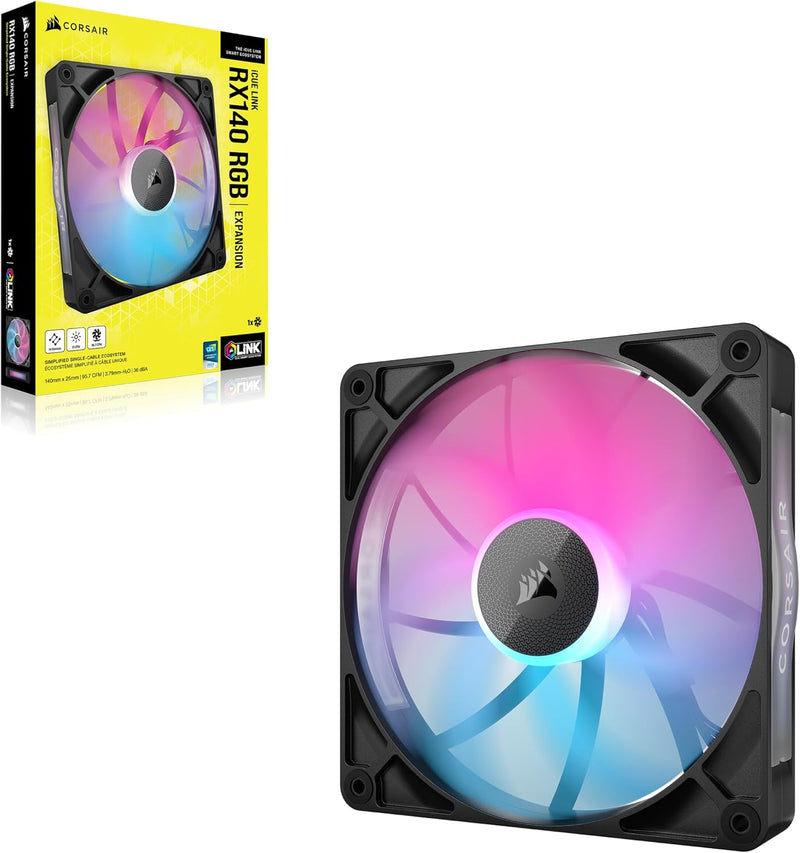 Corsair iCUE LINK RX140 RGB 140mm PWM Single Fan Expansion - Black 黑色 (單裝) CO-9051019-WW