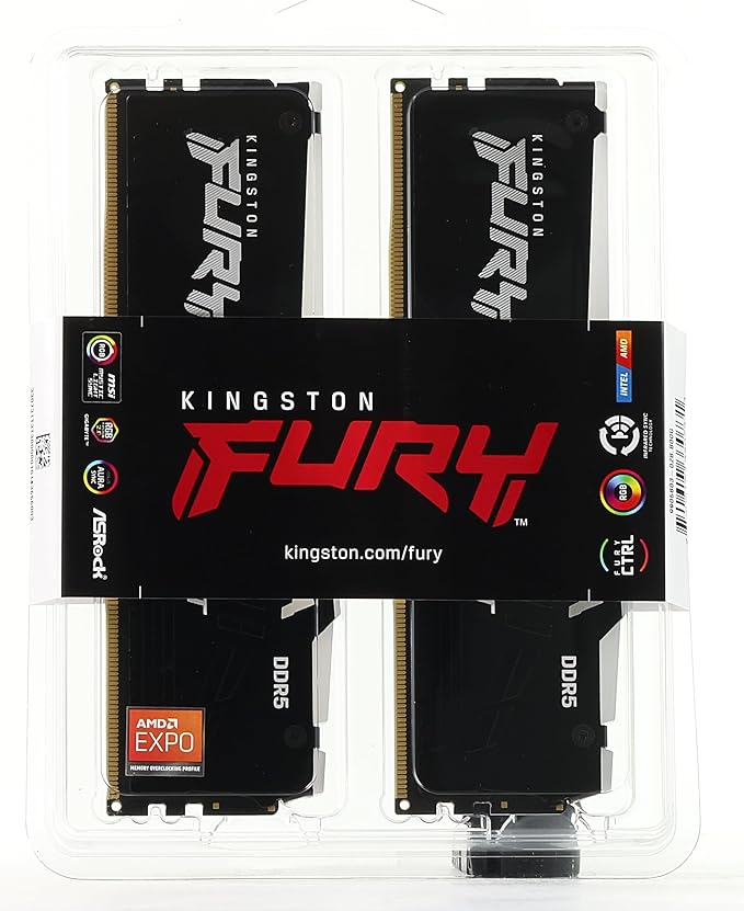 Kingston 64GB Kit (2x32GB) KF560C36BBEAK2-64 Fury Beast RGB DDR5-6000MHz Memory (AMD EXPO & Intel XMP 3.0)