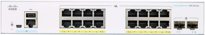 Cisco Business CBS350 16-Port Gigabit (120W PoE+) + 2-Port Gigabit SFP Uplink 全網管交換機 (CBS350-16P-2G-UK / NE-3516P2G) 有限終生保用