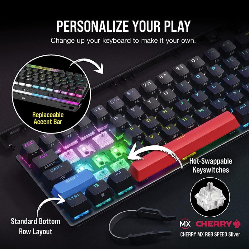 [CORSAIR May Esports Product Discount] Corsair K70 PRO MINI WIRELESS 60% Mechanical CHERRY MX Speed ​​Switch Keyboard with RGB Backlighting - Black CH-9189014-NA 