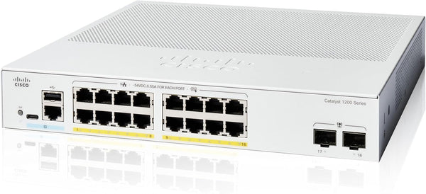 [最新產品] Cisco Catalyst 1200 16-Port Gigabit Ethernet + 2xSFP (120W PoE+) Smart Managed Switch (C1200-16P-2G-UK/NE-1216P2G)