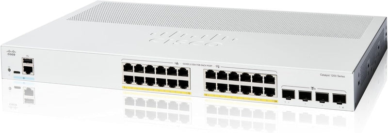 [最新產品] Cisco Catalyst 1200 24-Port Gigabit Ethernet + 4x10Gb SFP+ (195W PoE+) Smart Managed Switch (C1200-24P-4X-UK/NE-1224P4X)