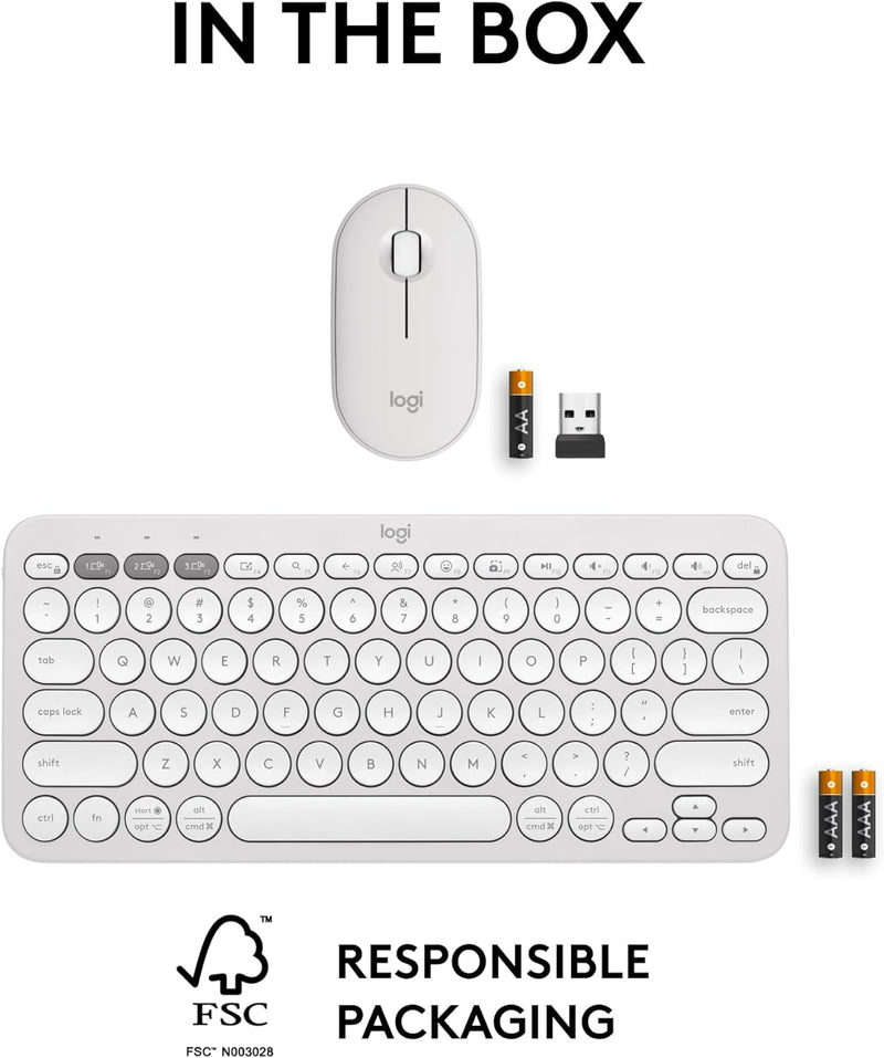 Logitech Pebble 2 Combo 無線纖薄鍵鼠套裝 (English Version) - Pearl White 珍珠白色 920-012188 原裝行貨