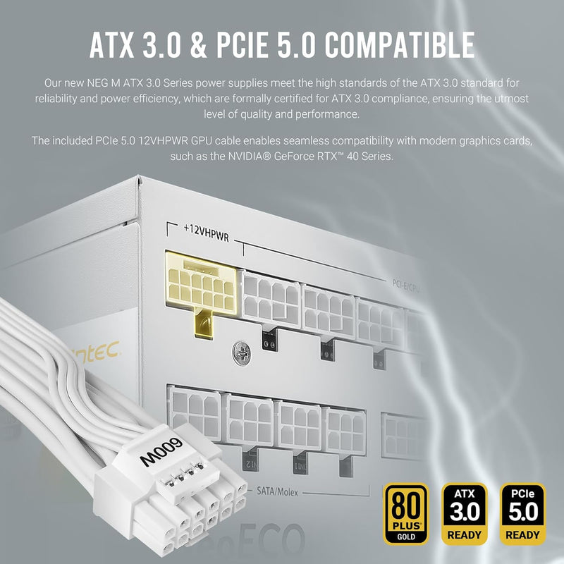 ANTEC 1000W NE1000G M WHITE ATX 3.0 NeoECO Gold Modular 80Plus Gold (NE1000G-M-WHITE-ATX3.0)