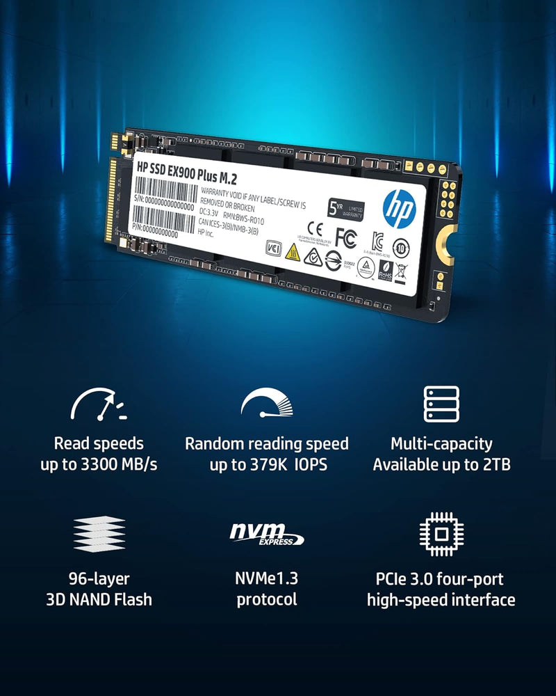 HP 1TB EX900 Plus NVMe M.2 PCIe 3x4 SSD (HD-HEX901T)