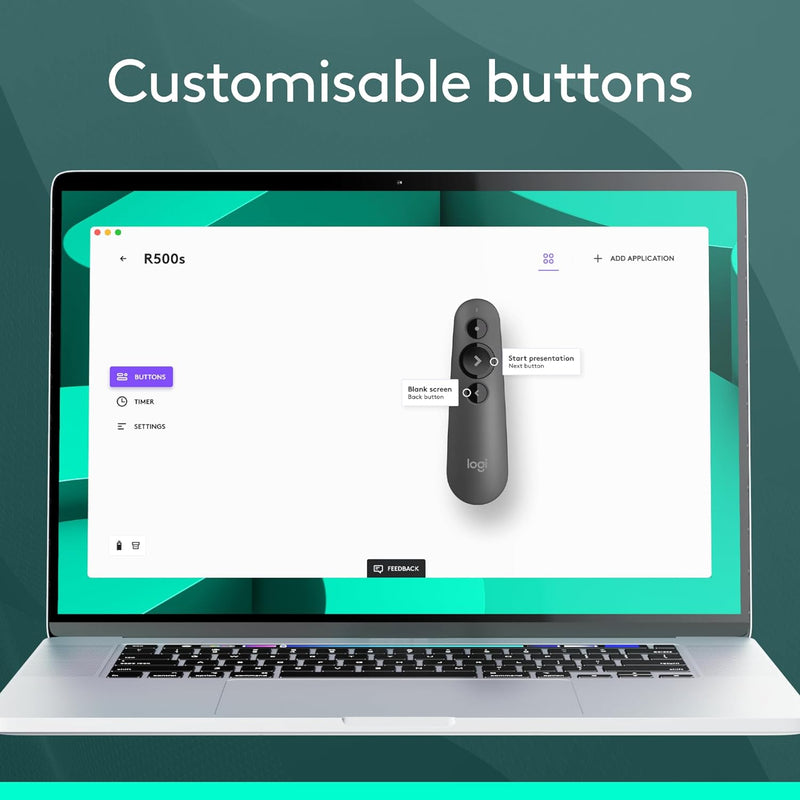Logitech R500s Presenter Laser Presentation Remote Control - Mid Gray 910-006522 Original licensed product