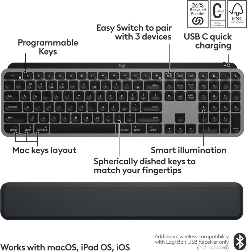 Logitech MX KEYS S COMBO 高效鍵盤滑鼠組合(MX Master 3S、MX Keys S 和 MX 手托) 920-011605 原裝行貨