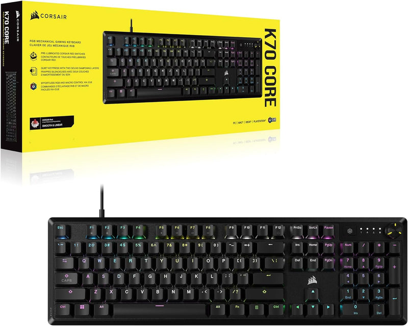 Corsair K70 CORE RGB Mechanical Gaming Keyboard — Black CH-910971E-NA 