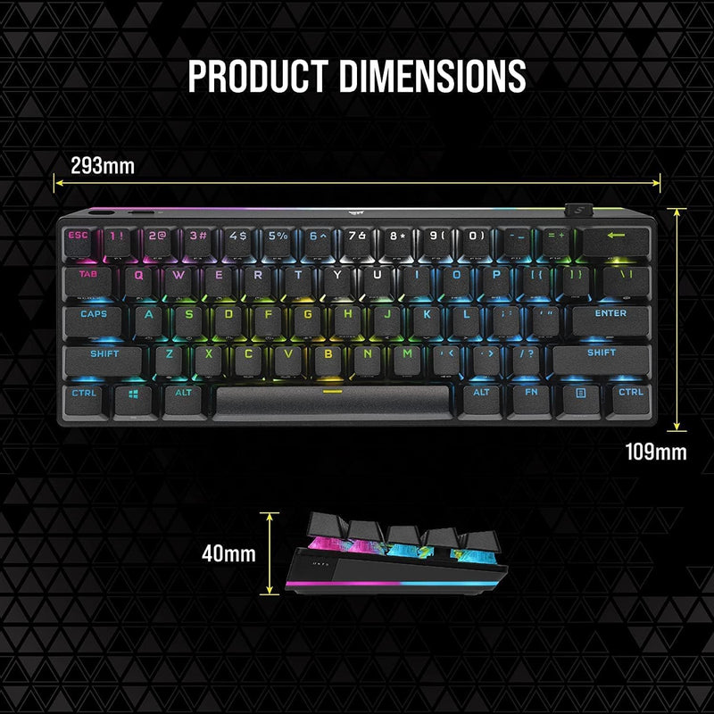 [CORSAIR May Esports Product Discount] Corsair K70 PRO MINI WIRELESS 60% Mechanical CHERRY MX Speed ​​Switch Keyboard with RGB Backlighting - Black CH-9189014-NA 