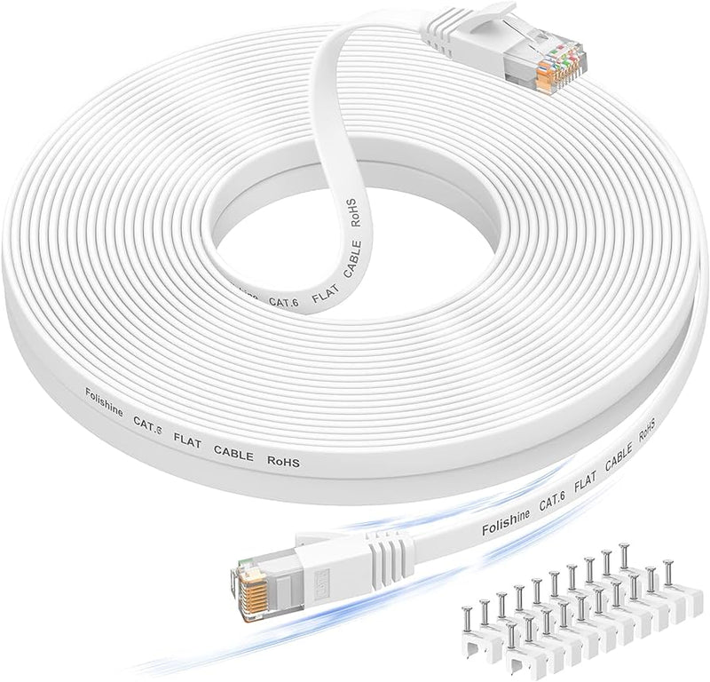 SORA 15M CAT6E straight-through network cable white (CB-CAT6ESFL(15M)) (flat cable)