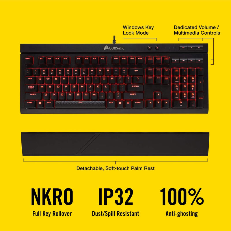 Corsair K68 Mechanical Gaming Keyboard - Red LED - CHERRY® MX Red CH-9102020-NA 