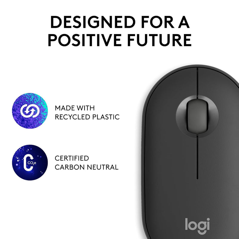 Logitech Pebble Mouse 2 M350s Slim Bluetooth Wireless Mouse 纖薄靜音無線藍牙滑鼠 - Graphite 石墨灰色 910-006988 原裝行貨