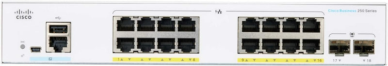 Cisco Business CBS250 16-Port Gigabit Ethernet (PoE+ 120W) + 2-Port Gigabit SFP uplink 智能交換機 (CBS250-16P-2G-UK / NE-2516P2G) 有限終生保用