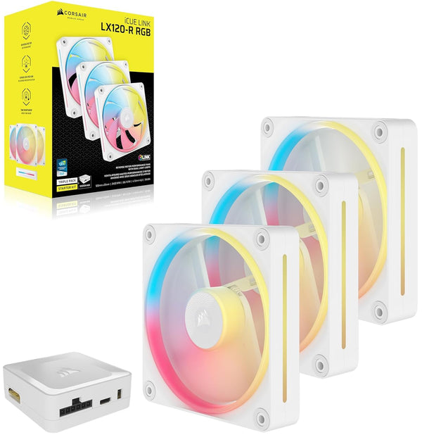 Corsair iCUE LINK LX120-R RGB Starter Kit White 120mm PWM Reverse PC Case Triple Pack (3件裝) (CO-9051054-WW)