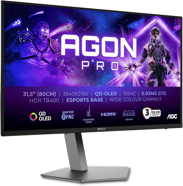 [最新產品] AOC 31.5" AGON AG326UD 165Hz 4K UHD QD-OLED (16:9) 電競顯示器(HDMI2.1)