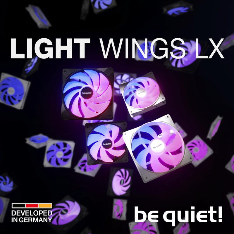 BE QUIET! BL125 LIGHT WINGS LX PWM High-Speed ​​(Triple-Pack) 12cm Case Fan - WHITE (TH-BLWHS3W)