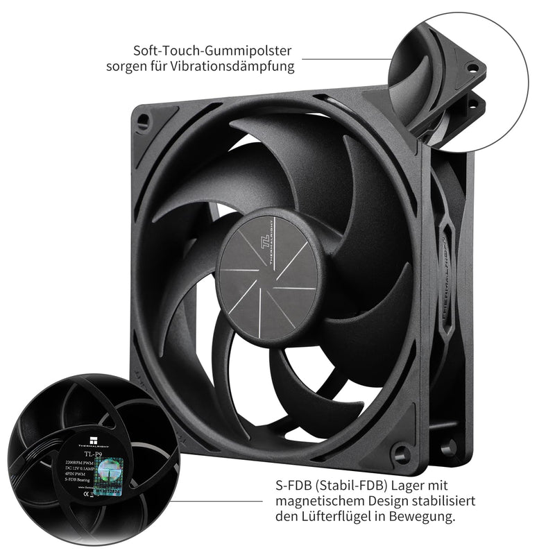 Thermalright TL-P9 Black 黑色 92mm PWM Case Fan