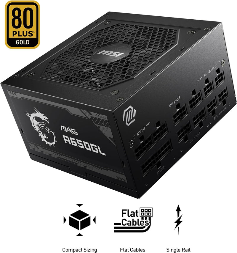 MSI 650W MPG A650GL 80Plus Gold Full Modular Power Supply (PS-MPA65GL)