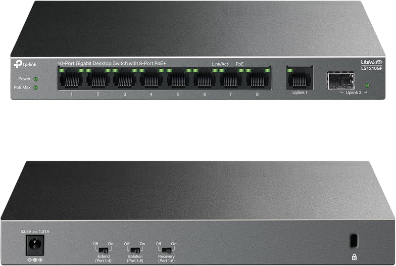 TP-Link LS1210GP 10-Port Gigabit Desktop Switch with 8-Port PoE+ (TP-NE-LS1210GP)