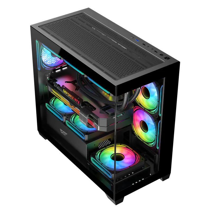 darkFlash DS900M Black 黑色 無中柱全景 Micro-ATX Case 不含風扇 (CA-DS900MB)