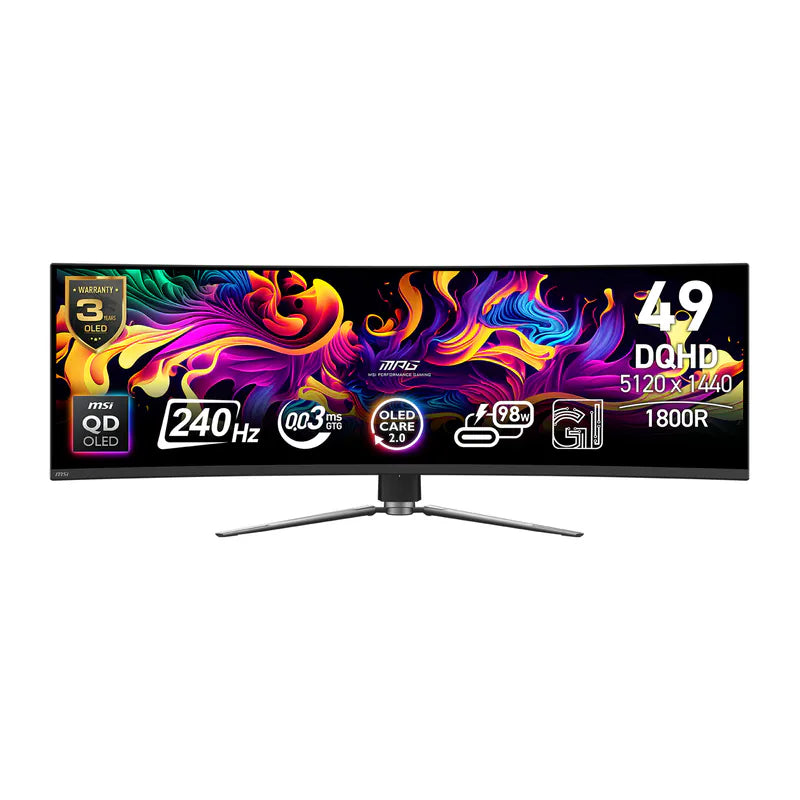 [最新產品] MSI 49" MPG491CQPX QD-OLED 240Hz 5K 5120x1440 DQHD (32:9) 曲面電競顯示器(HDMI2.1) (MO-MP49XQO)