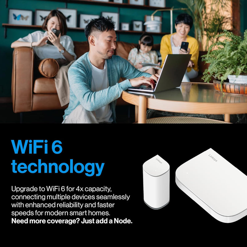 Linksys Velop Micro 6 AX3000 Dual Band Mesh WiFi System (2件裝 - 1母1子套装) LN11011201-AH