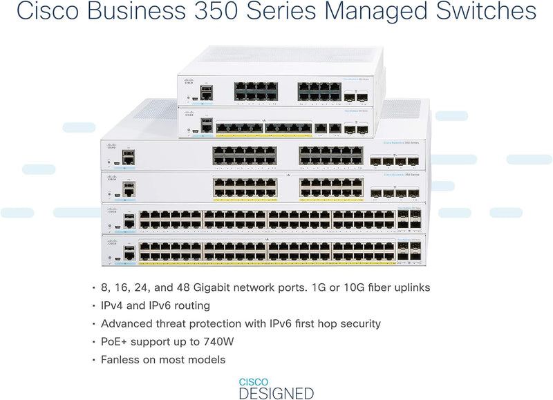 Cisco Business CBS350 16-Port Gigabit (240W PoE+) + 2-Port Gigabit SFP Uplink 全網管交換機 (CBS350-16FP-2G-UK / NE-3516A2G) 有限終生保用