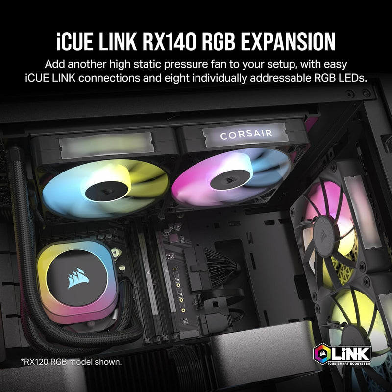 Corsair iCUE LINK RX140 RGB 140mm PWM Single Fan Expansion - Black 黑色 (單裝) CO-9051019-WW