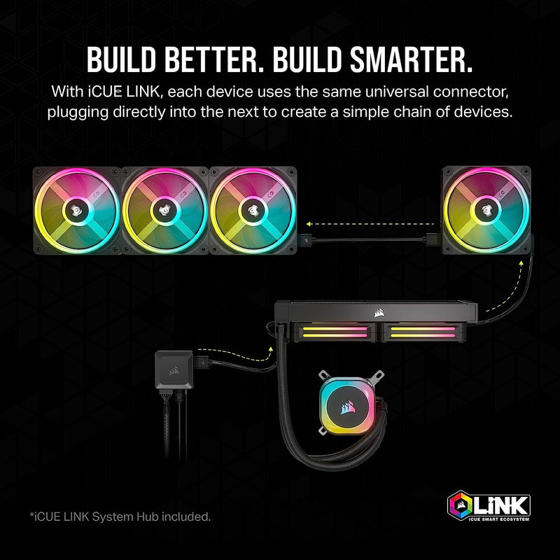 Corsair iCUE LINK QX120 RGB Black 120mm PWM PC Case Fan Starter Kit with iCUE LINK System Hub (CO-9051002-WW)