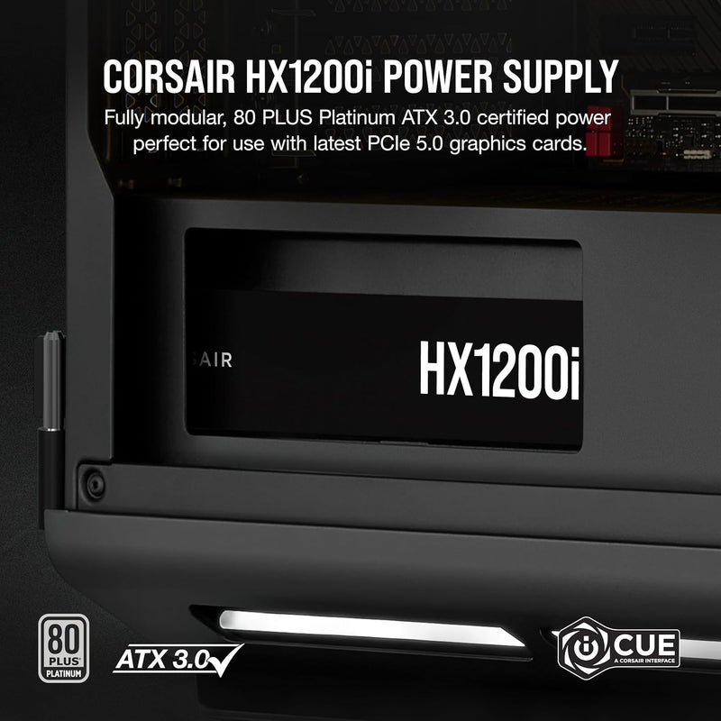 CORSAIR 1200W HX1200I ATX3.0 80Plus Platinum Full Modular Ultra-Low Noise Platinum Power Supply (CP-9020281-UK)