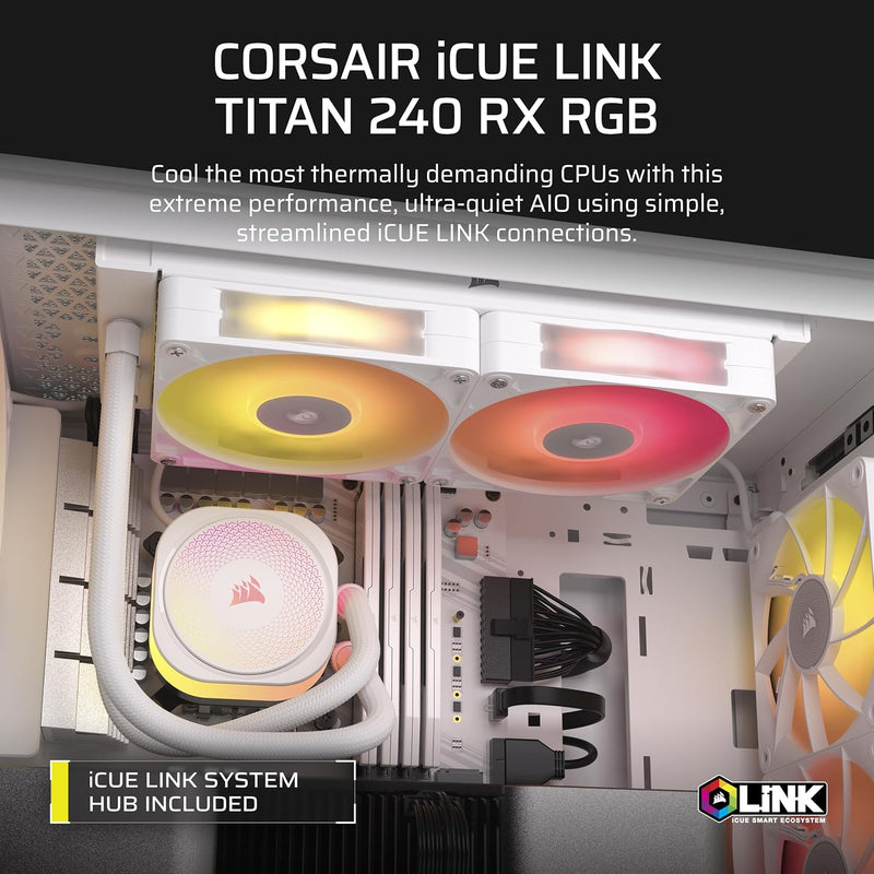 [最新產品] CORSAIR iCUE LINK TITAN 240 RX WHITE 白色 RGB 240mm Liquid CPU Cooler CW-9061020-WW