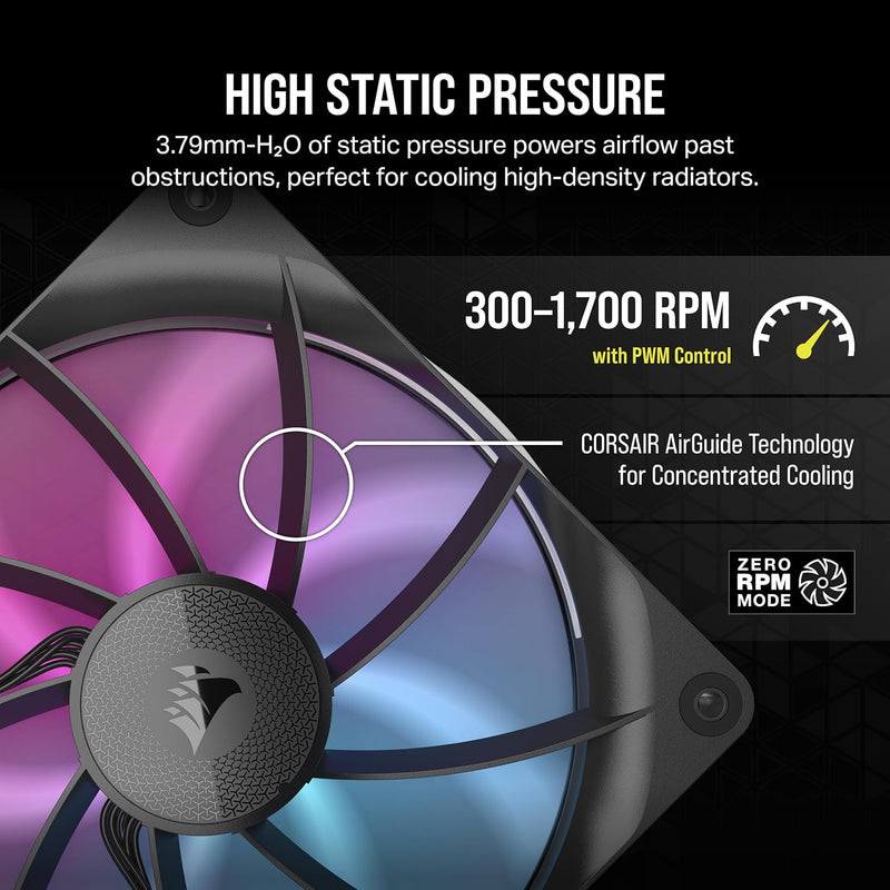 Corsair iCUE LINK RX140 RGB 140mm PWM Single Fan Expansion - Black 黑色 (單裝) CO-9051019-WW