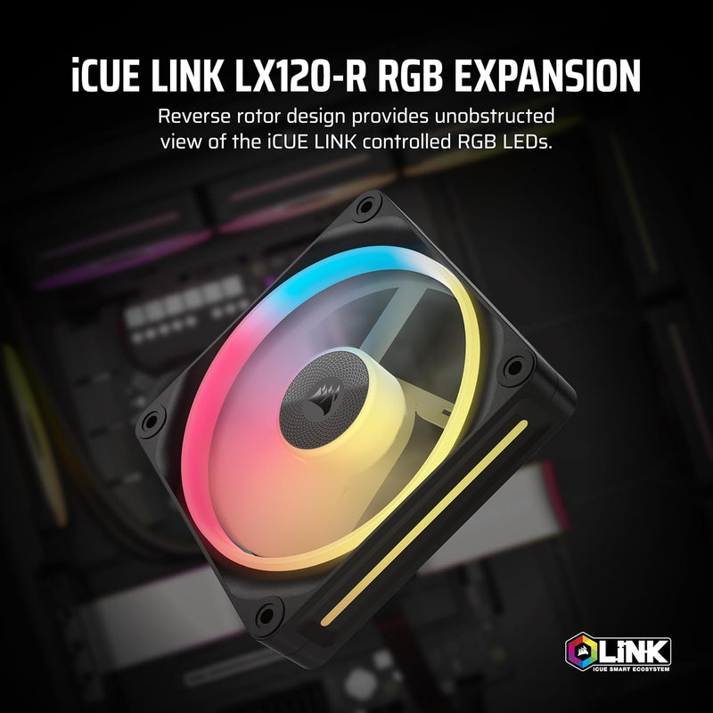 Corsair iCUE LINK LX120-R RGB Expansion Black 120mm PWM Reverse PC Case Fan (CO-9051049-WW) 