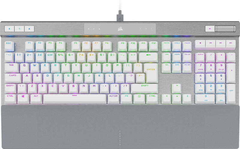 Corsair K70 RGB PRO Optical-Mechanical Gaming Keyboard with PBT DOUBLE SHOT PRO Keycaps - White CH-910951A-NA 