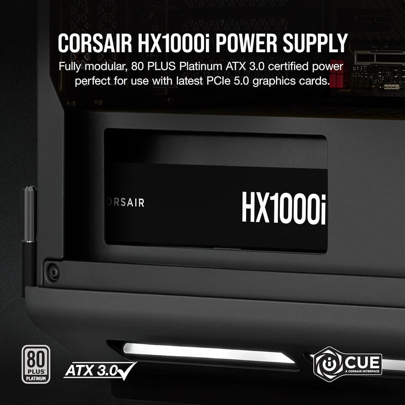 CORSAIR 1000W HX1000I ATX3.0 80Plus Platinum Full Modular Ultra-Low Noise Platinum Power Supply (CP-9020259-UK)