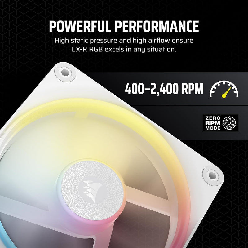 Corsair iCUE LINK LX120-R RGB Expansion White 120mm PWM Reverse PC Case Fan (CO-9051053-WW)