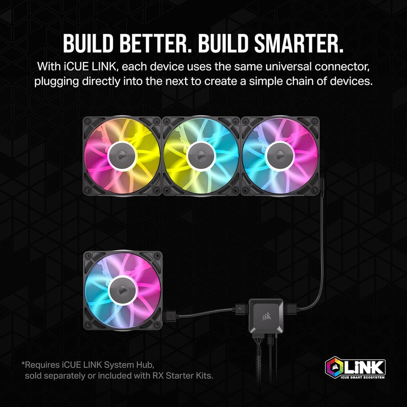 Corsair iCUE LINK RX140 RGB 140mm PWM Single Fan Expansion - Black 黑色 (單裝) CO-9051019-WW