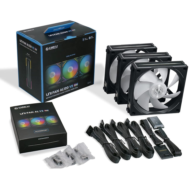 LIAN LI UNI Fan AL120 V2 RGB BLACK (黑色) 3xFan Kit with Controller UF-AL120V2-3B