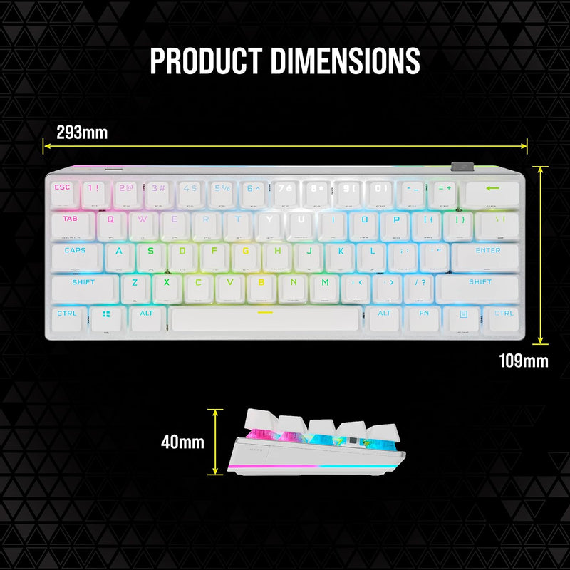 [CORSAIR May Esports Product Discount] Corsair K70 PRO MINI WIRELESS 60% Mechanical CHERRY MX Red Switch Keyboard with RGB Backlighting - White CH-9189110-NA 