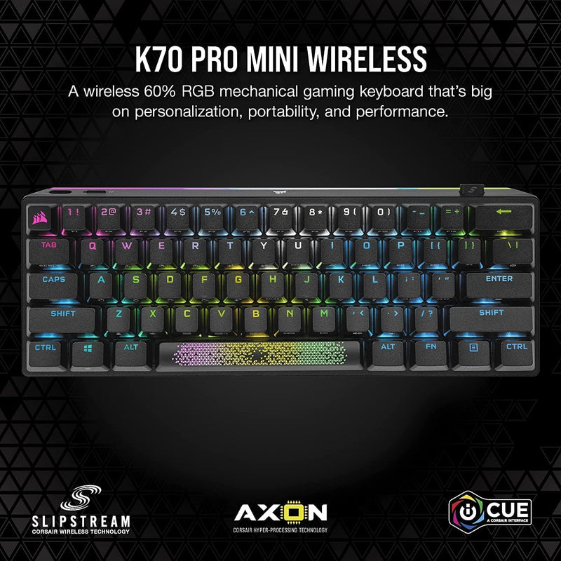 [CORSAIR May Esports Product Discount] Corsair K70 PRO MINI WIRELESS 60% Mechanical CHERRY MX Speed ​​Switch Keyboard with RGB Backlighting - Black CH-9189014-NA 