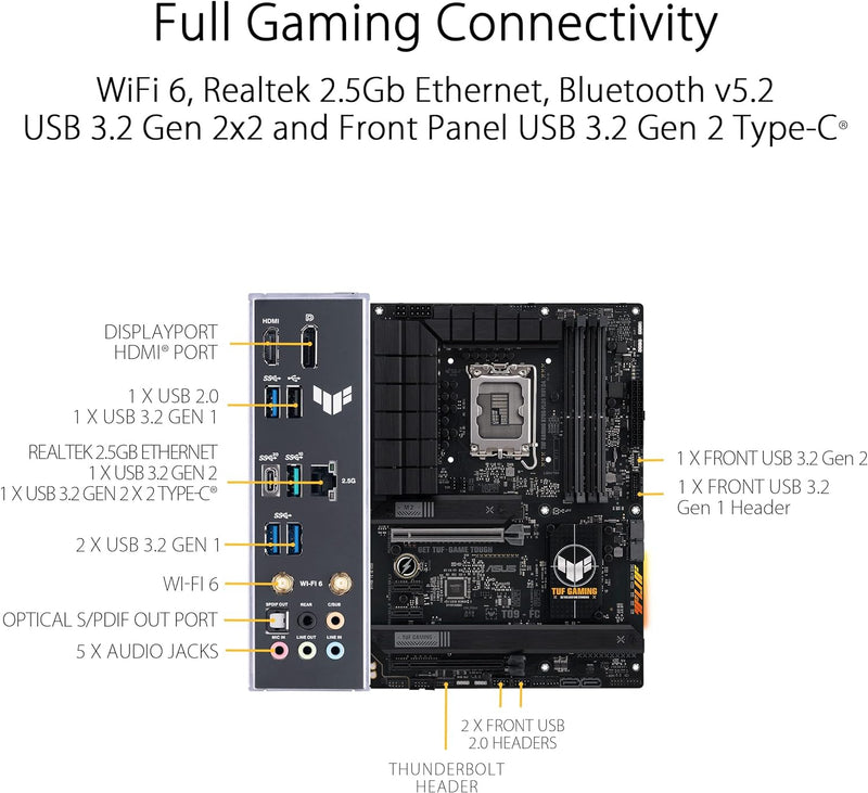 ASUS TUF GAMING B760-PLUS WIFI D4 DDR4,LGA 1700 ATX Motherboard