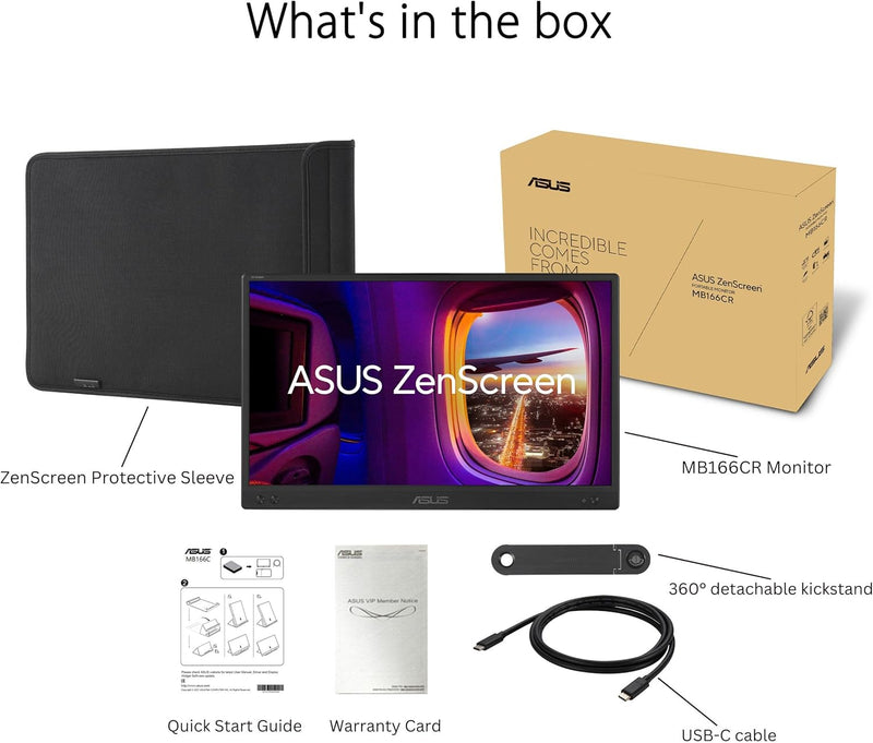 [最新產品] ASUS 15.6" ZenScreen MB166CR FHD IPS (16:9) 可攜式螢幕