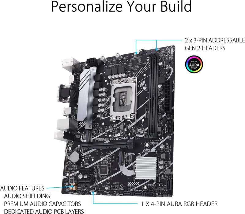 ASUS PRIME B760M-K D4-CSM DDR4,LGA 1700 mATX Motherboard