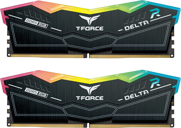 TEAMGROUP 32GB Kit (2x16GB) T-Force Delta RGB D5 Black Black DDR5 5600MHz Memory FF3D532G5600HC36BDC01 (RM-DR5A32B) 