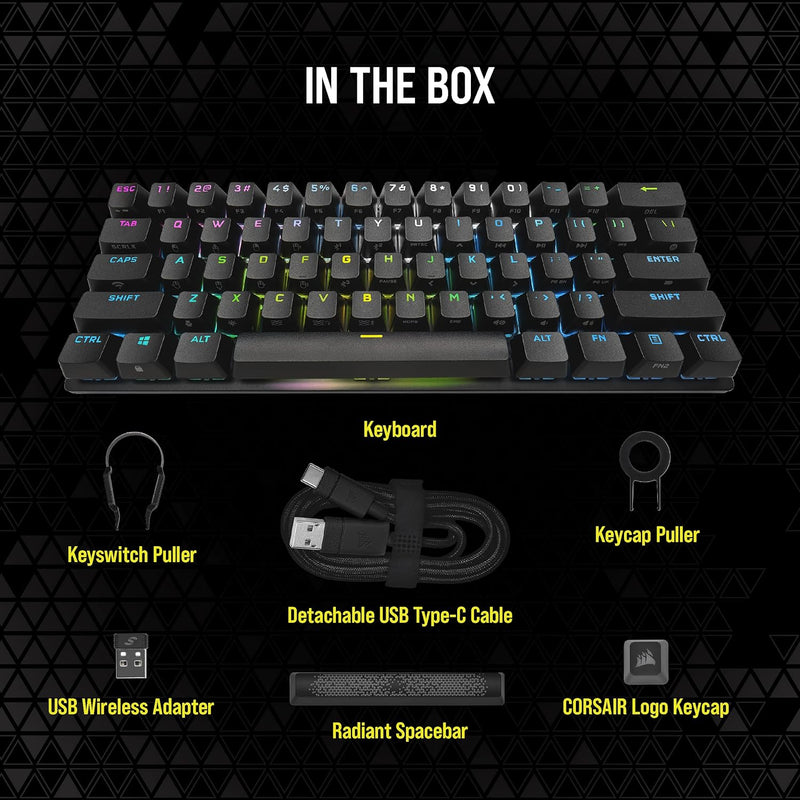 [CORSAIR May Esports Product Discount] Corsair K70 PRO MINI WIRELESS 60% Mechanical Keyboard CHERRY MX Red Axis Key Switch with RGB Backlight - Black CH-9189010-NA