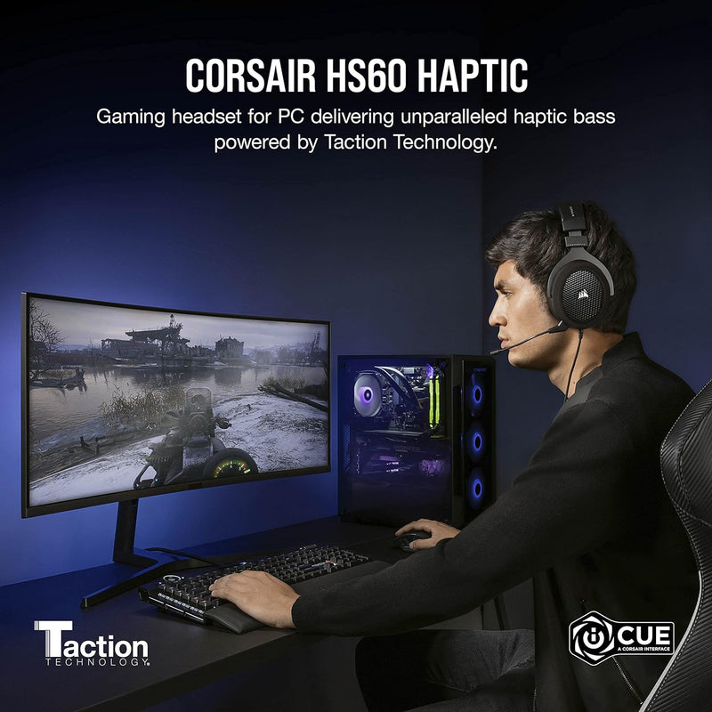 【Corsair 9月份夏季超筍價】Corsair HS60 HAPTIC Stereo Gaming Headset with Haptic Bass — Carbon CA-9011228-AP