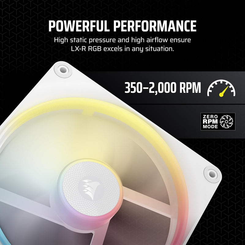 Corsair iCUE LINK LX140-R RGB Expansion White 140mm PWM Reverse PC Case Fan (CO-9051055-WW)