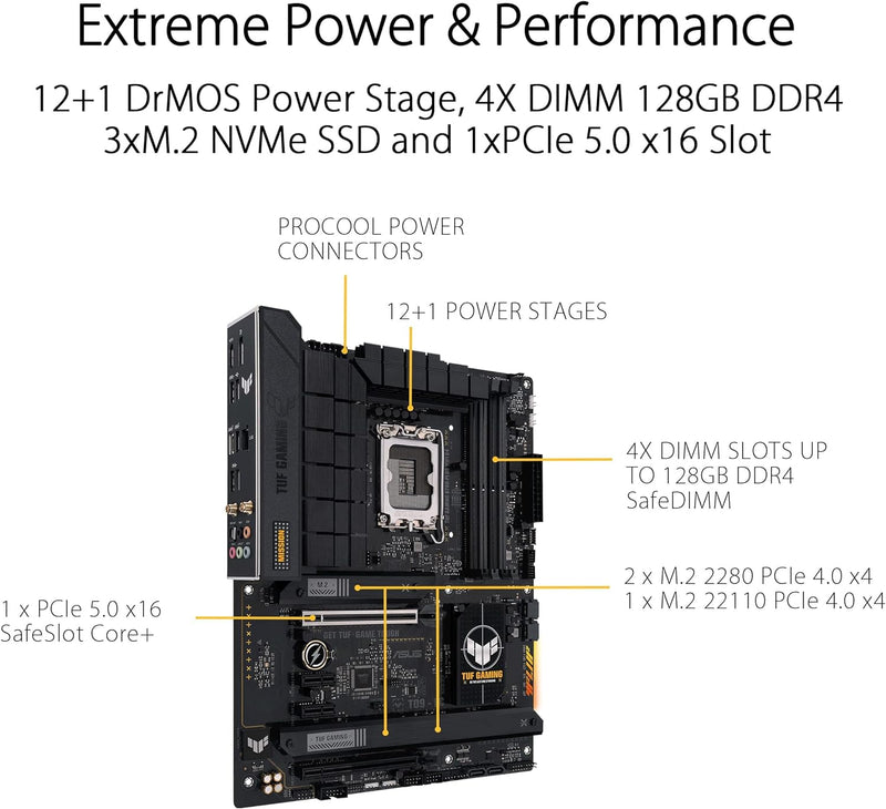 ASUS TUF GAMING B760-PLUS WIFI D4 DDR4,LGA 1700 ATX Motherboard