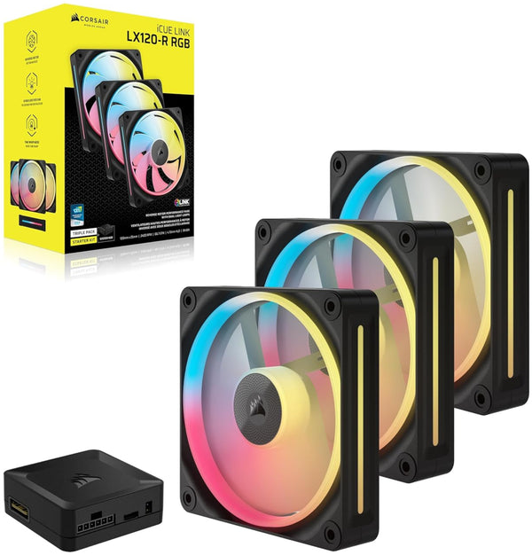 Corsair iCUE LINK LX120-R RGB Starter Kit Black 120mm PWM Reverse PC Case Triple Pack (3件裝) (CO-9051050-WW)