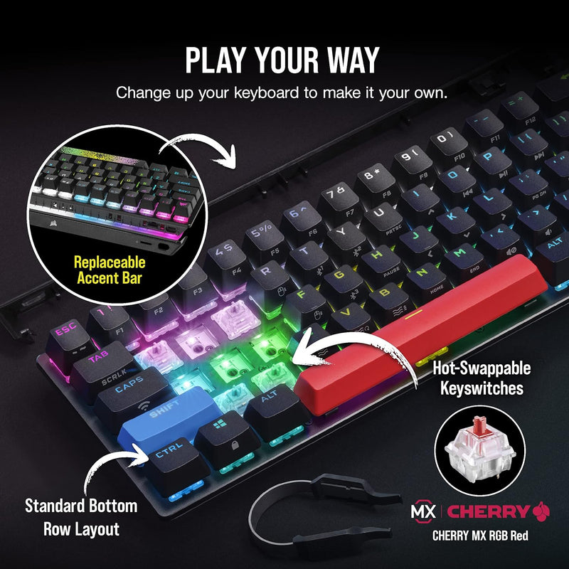 [CORSAIR May Esports Product Discount] Corsair K70 PRO MINI WIRELESS 60% Mechanical Keyboard CHERRY MX Red Axis Key Switch with RGB Backlight - Black CH-9189010-NA